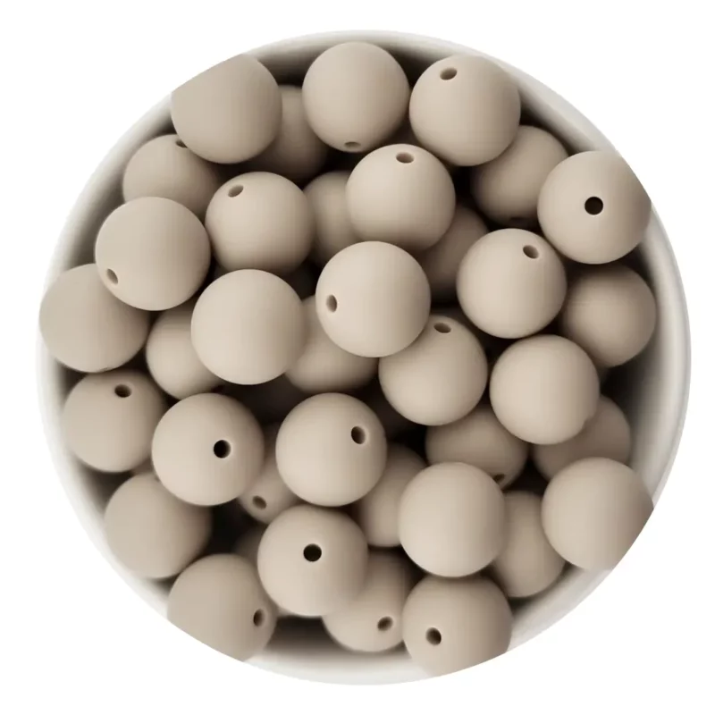Silikonperlen 9 mm - Rund - Taupe