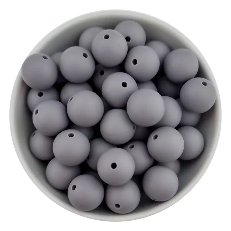 Silikonperlen 9 mm - Rund - Warm Central Grey