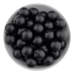 Siliconen kralen 9 mm - Rond - Zwart