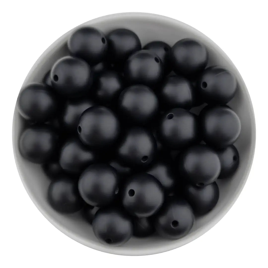 Unbetitelt (30) Silikonperle - 4 - Löcher - 16 mm rund - Schwarz – Bild 1