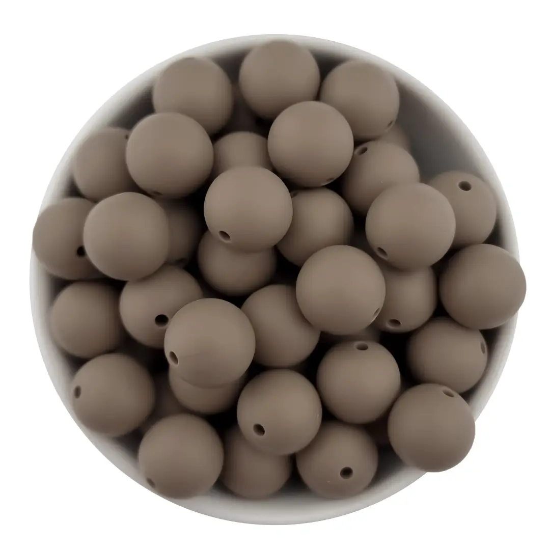 Untitled (32) Siliconen Kralen - Rond - 6 mm - Hazelnoot - Per 50 stuks - Afbeelding 1