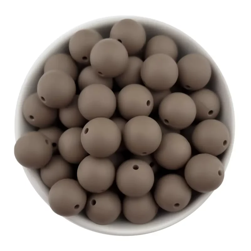 Siliconen kralen 20 mm - Rond - Dark Oak