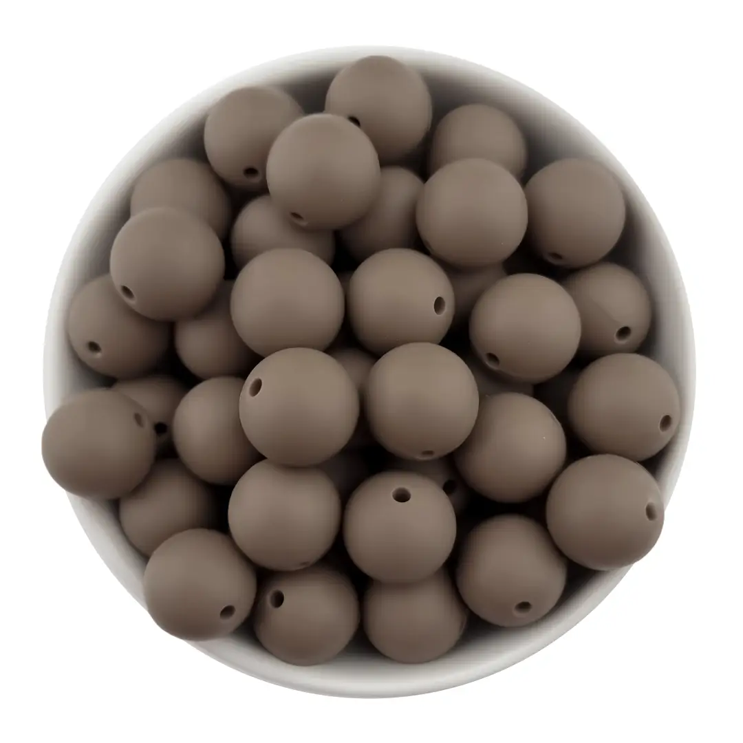 Untitled (33) Siliconen kraal 12 mm - Rond - Veiligheidskraal - 2 gaten - Dark Oak - Afbeelding 1