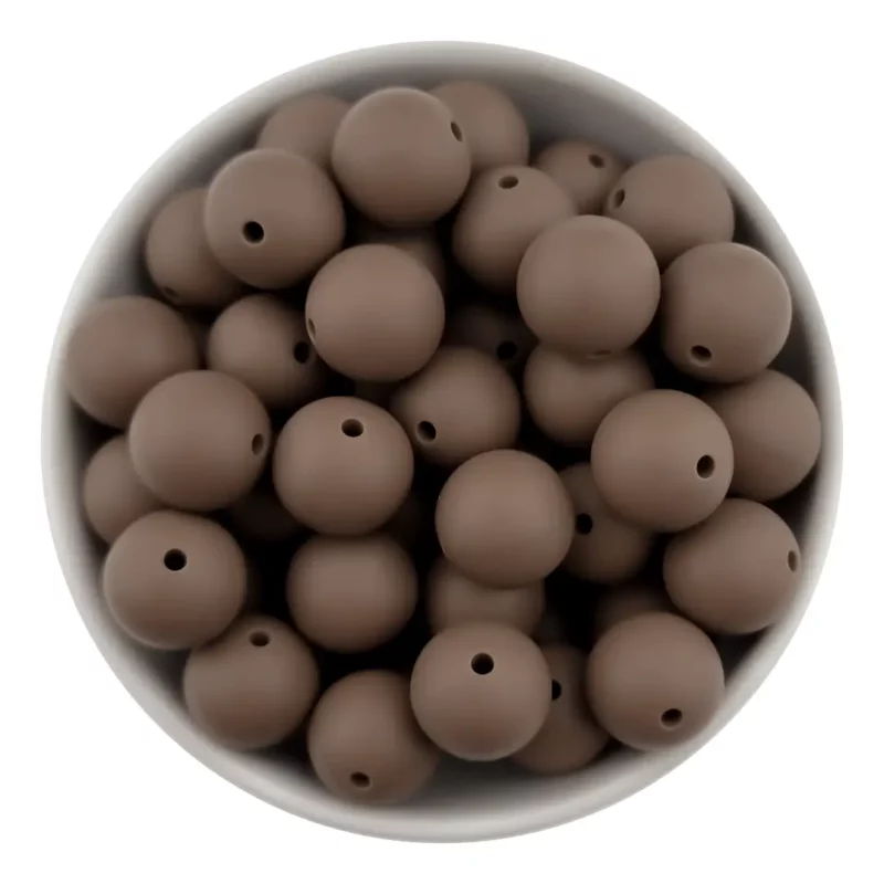 Silikonperlen 9 mm - Rund - Brownie