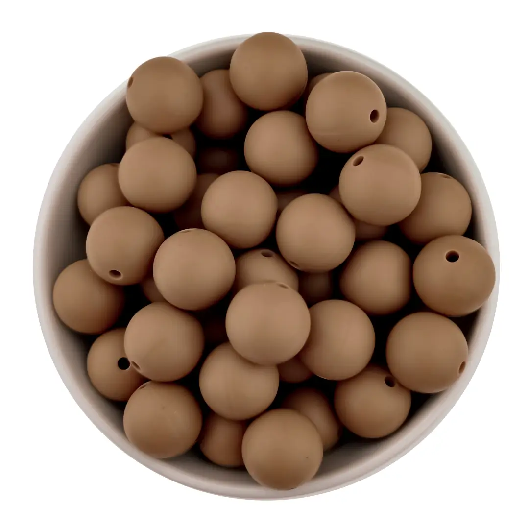 Untitled (36) Siliconen Kralen - Rond - 6 mm - Milk Chocolate - Per 50 stuks - Afbeelding 1