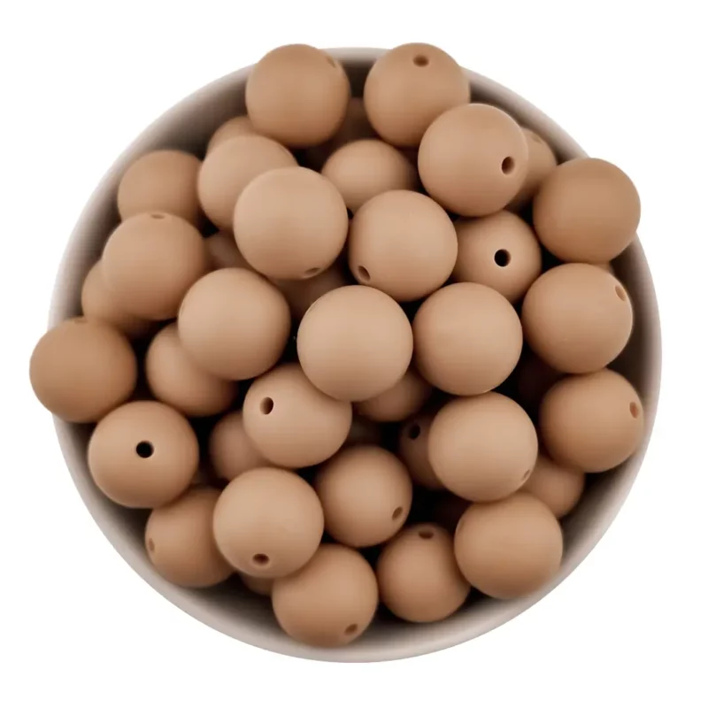 Silikonperlen 9 mm - Rund - Caffè Latte