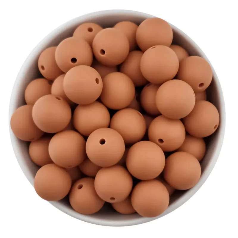 Silikonperlen 9 mm - Rund - Terracotta