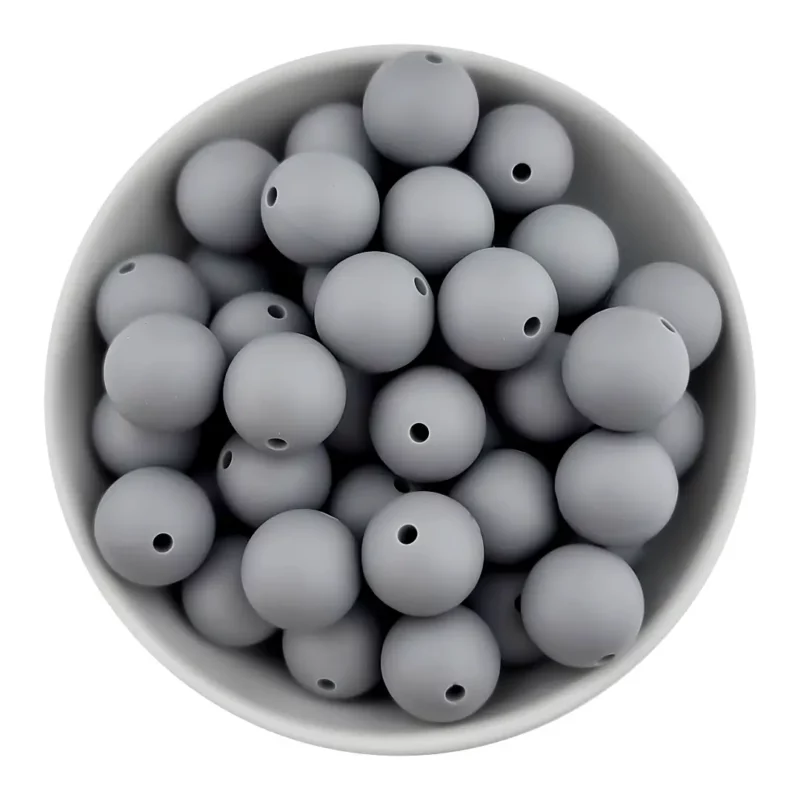 Silikonperlen 9 mm - Rund - Mittelgrau