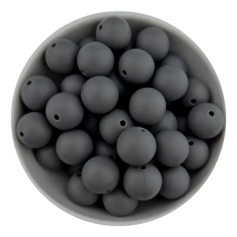 Silikonperlen 9 mm - Rund - Anthrazitgrau