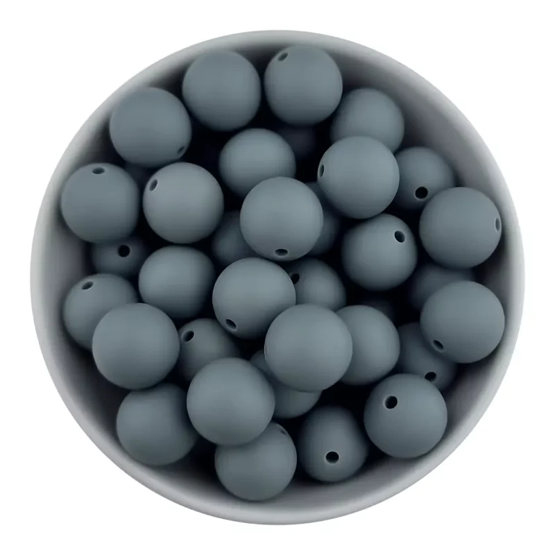 Silikonperlen 9 mm - Rund - Dunkelgrau