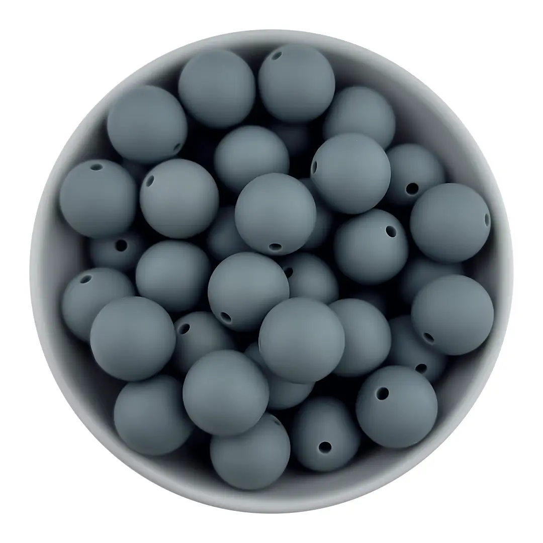 Untitled (5) Siliconen kralen 12 mm - Rond - Donker Grijs - Afbeelding 1