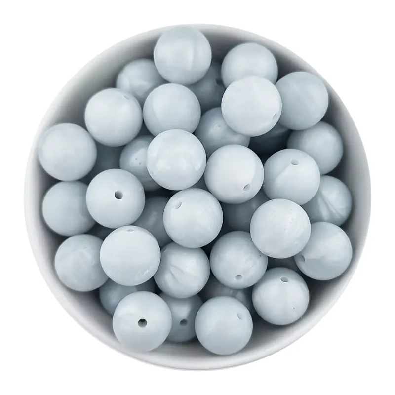 Siliconen kralen 20 mm - Rond - Metallic IJs grijs