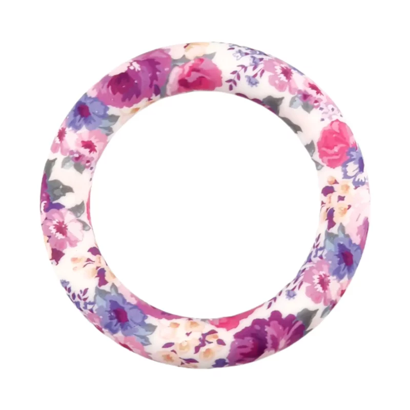 Silikonring - Auffädelbar - 6,5 cm - Blumenfestdruck