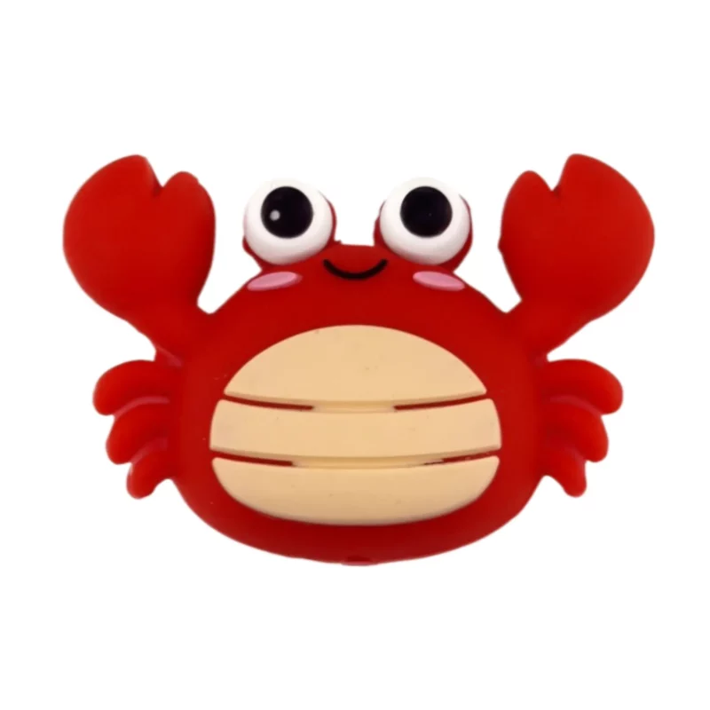 Perle de silicone - 3D - Crabe large - ventre Old Lace