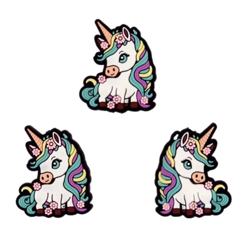 Perle en silicone - Licorne arc-en-ciel