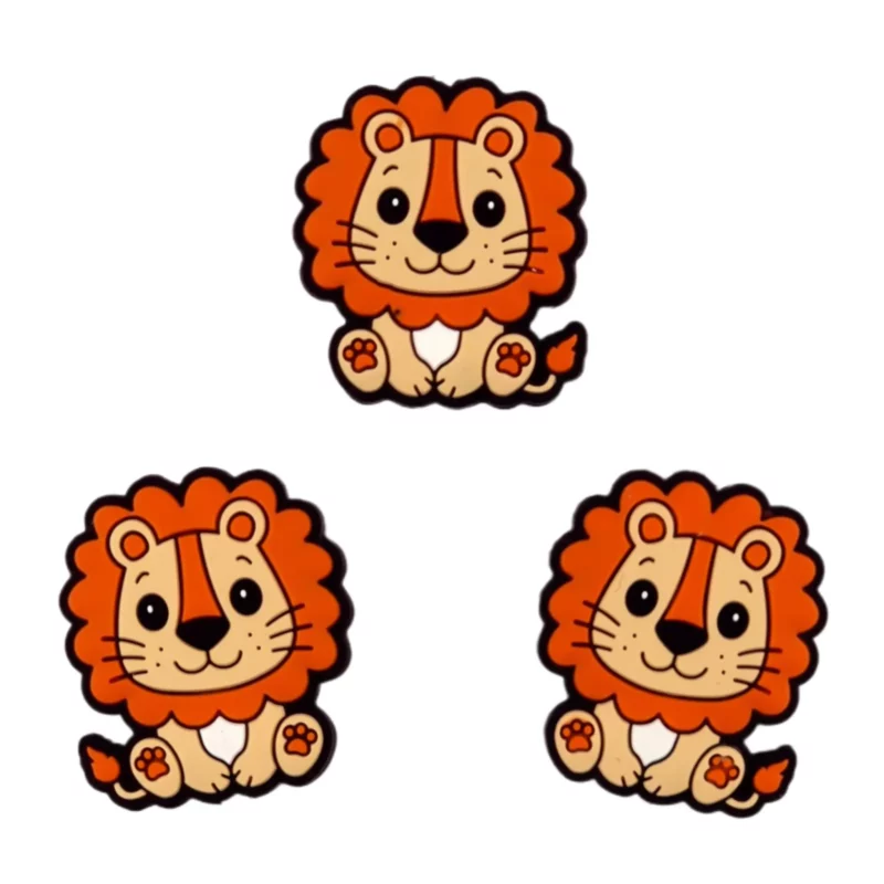 Silikonperle - Baby Löwe - Auf Schwarz