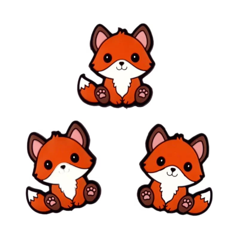 Silikonperle - Baby Fuchs - auf Schwarz