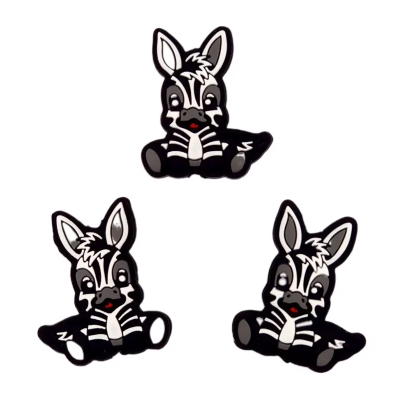 Silikonperle - Baby Zebra auf Schwarz