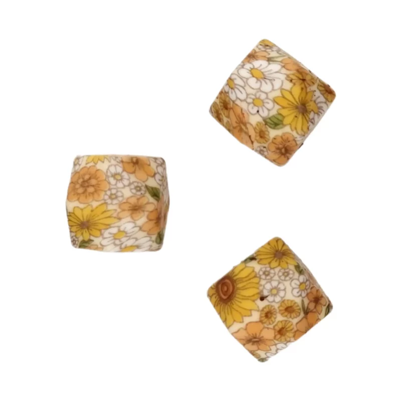 Silikonperlen - 14 mm - Hexagon - 80's Marigold