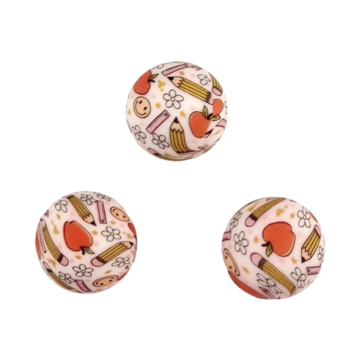 Silikonperlen - 16 mm - Rund - Zurück zur Schule – Bild 2