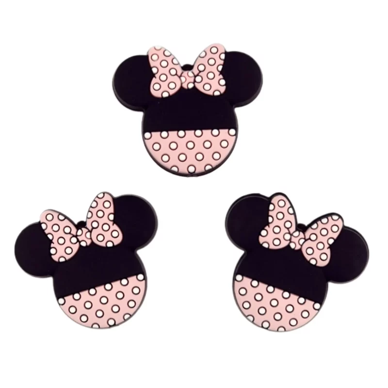 Siliconen kraal - Minnie met veel Spikkels - Perzik Roze