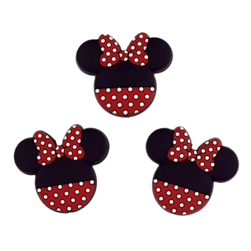 Siliconen kraal - Minnie met veel Spikkels - Rood