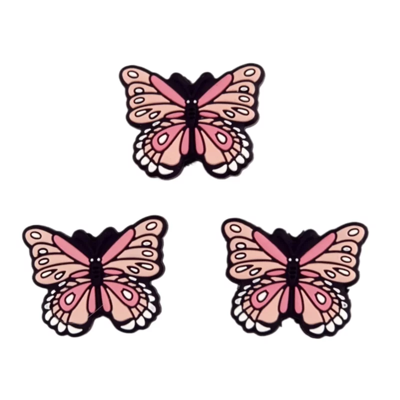 Perles en silicone - Papillon Boho - Rose