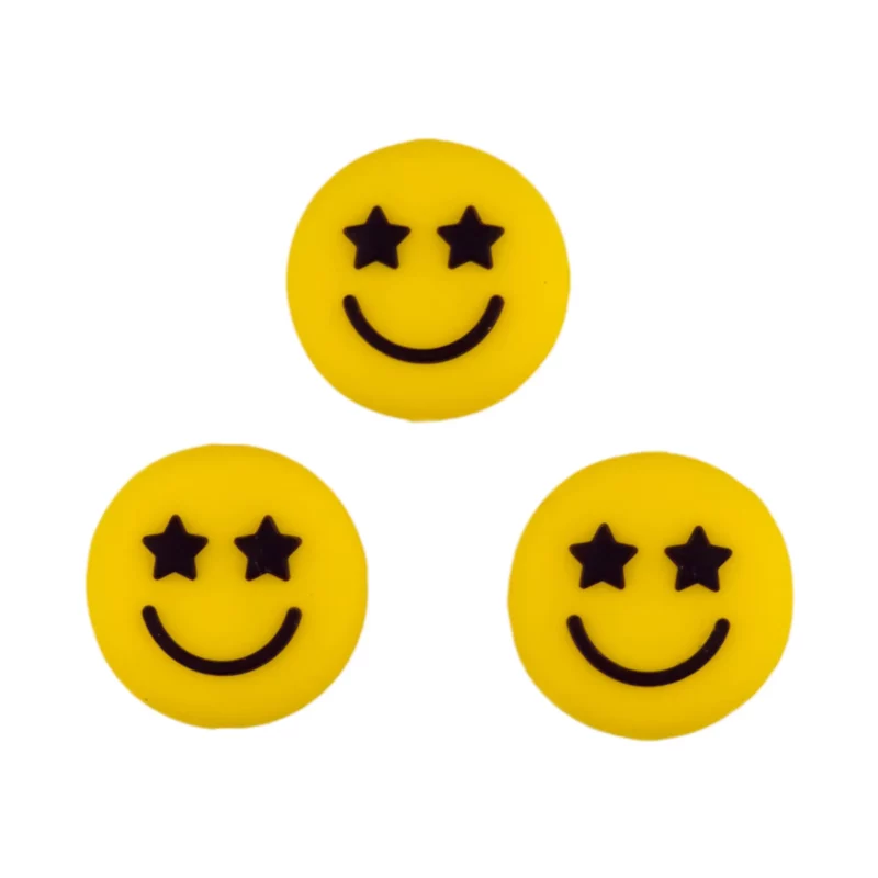 Silikonperle - Smiley Stern - 2,5 cm - Knallgelb