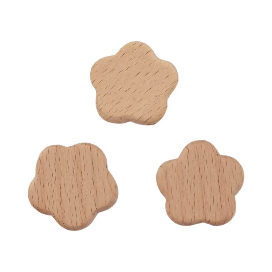 20250324_021118 Perle en bois - Fleur - 25 mm - Bois de hêtre – Image 1