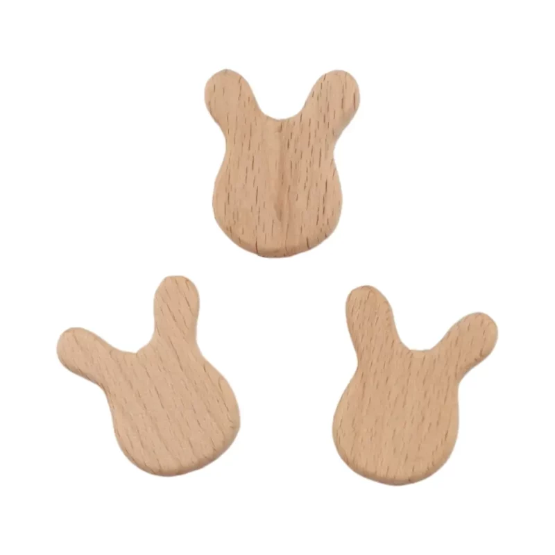 Perle en Bois - Lapin avec Oreilles - 25 mm - Bois de Hêtre