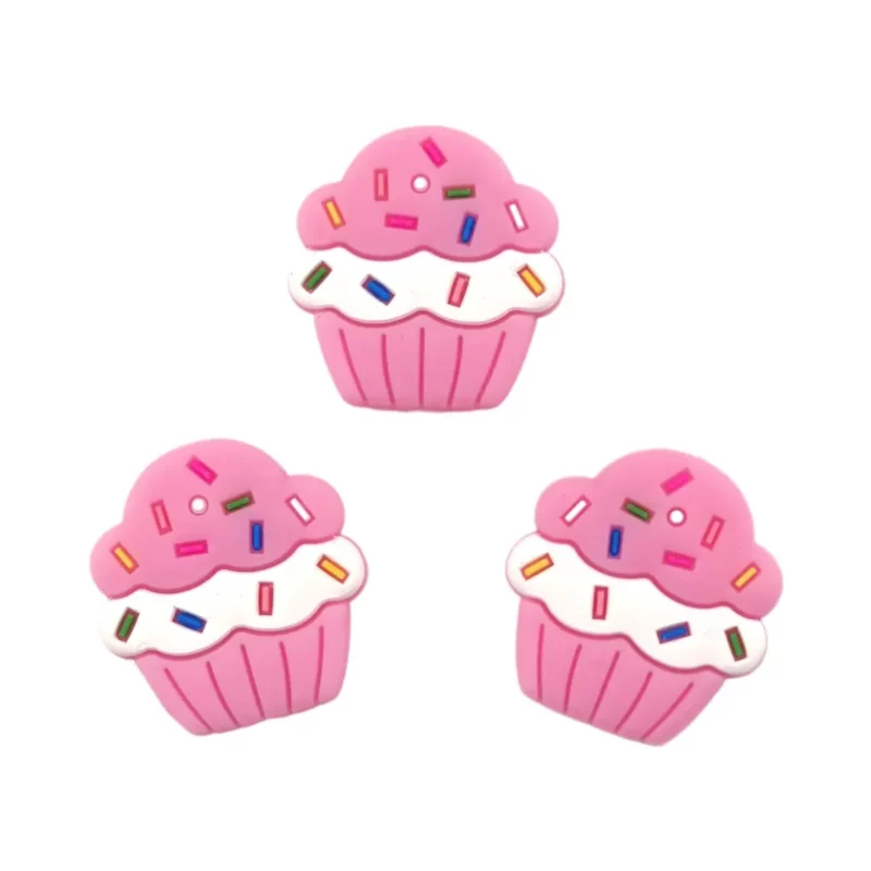 Perles en silicone - Cupcake - Framboise