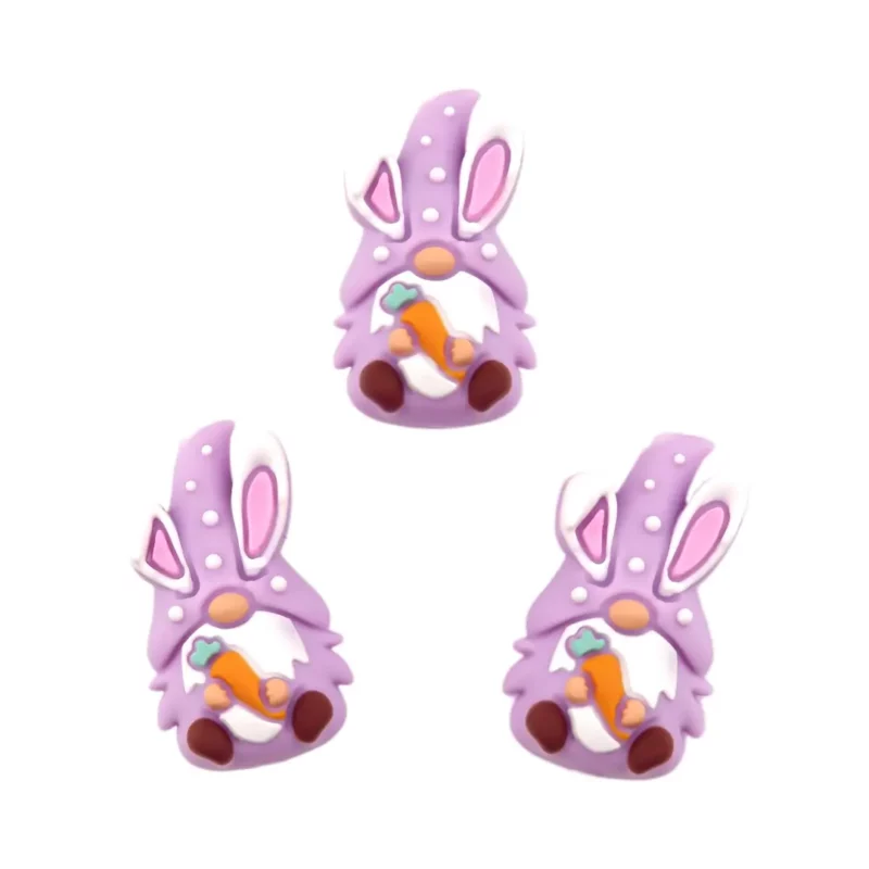 Perle en silicone - 3D - Gnome de Pâques - Bruyère