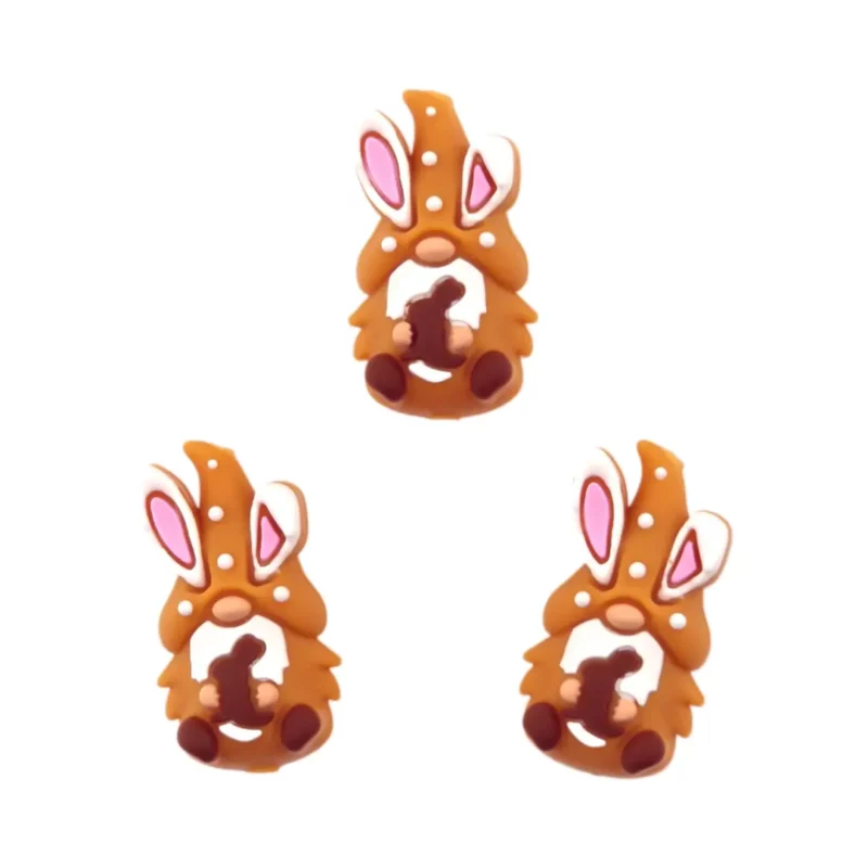 Perle en silicone - 3D - Gnome de Pâques - Papaye