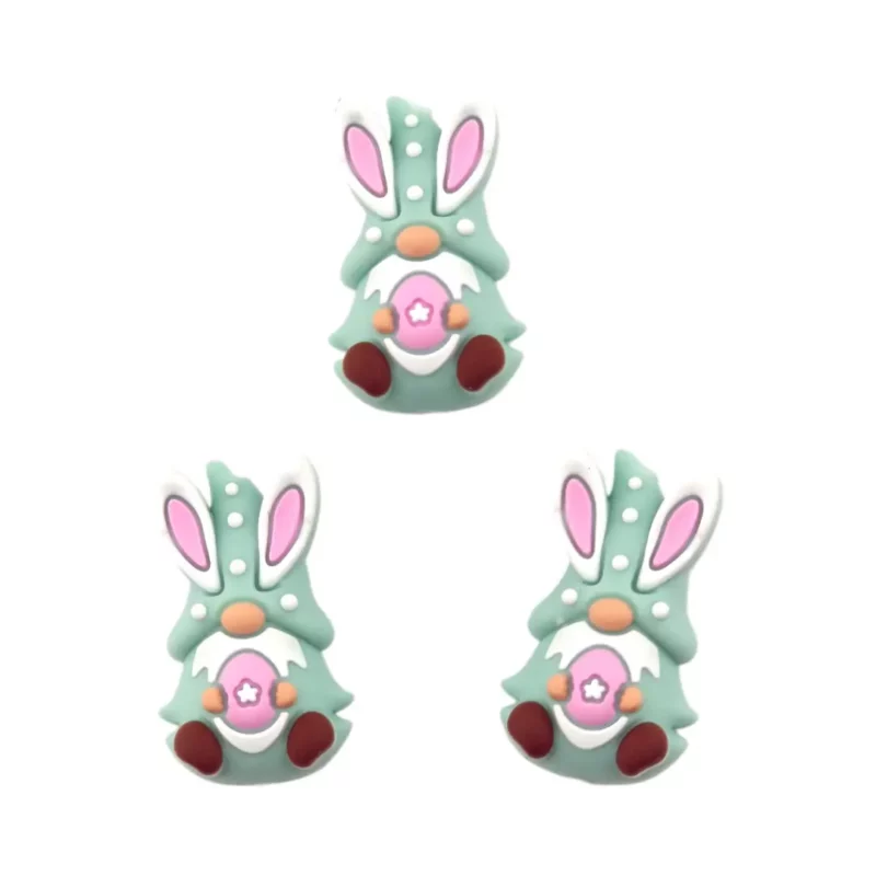Perle en silicone - 3D - Gnome de Pâques - Menthe