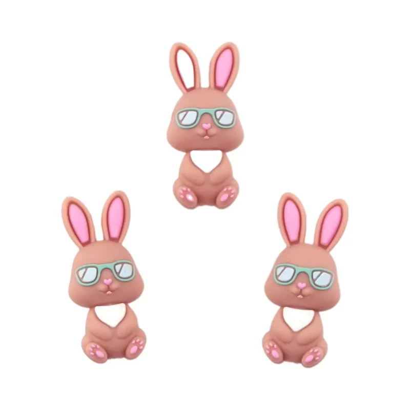 Perle en silicone - Lapin cool avec lunettes de soleil - Blush