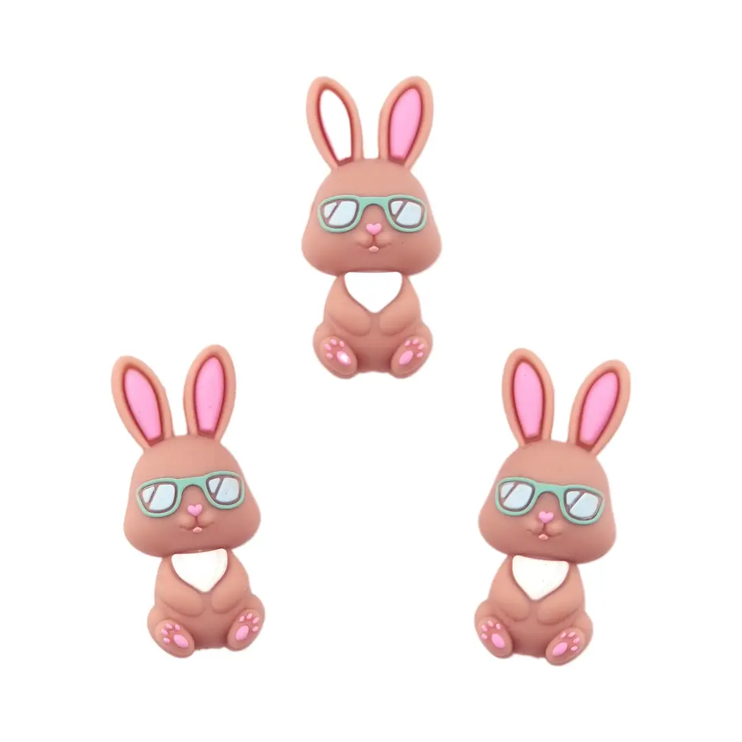 20250324_023910 Perle en silicone - Lapin cool avec lunettes de soleil - Blush – Image 1