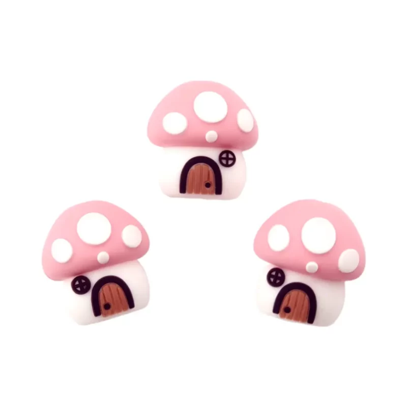 Siliconen Kraal - 3D Paddenstoel - Perzik Roze