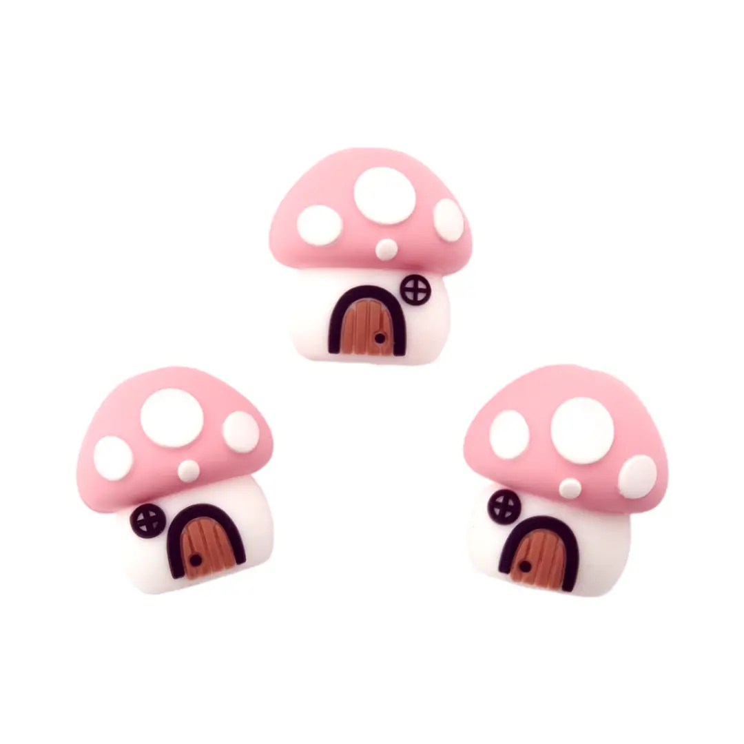 20250324_024012 Siliconen Kraal - 3D Paddenstoel - Perzik Roze - Afbeelding 1