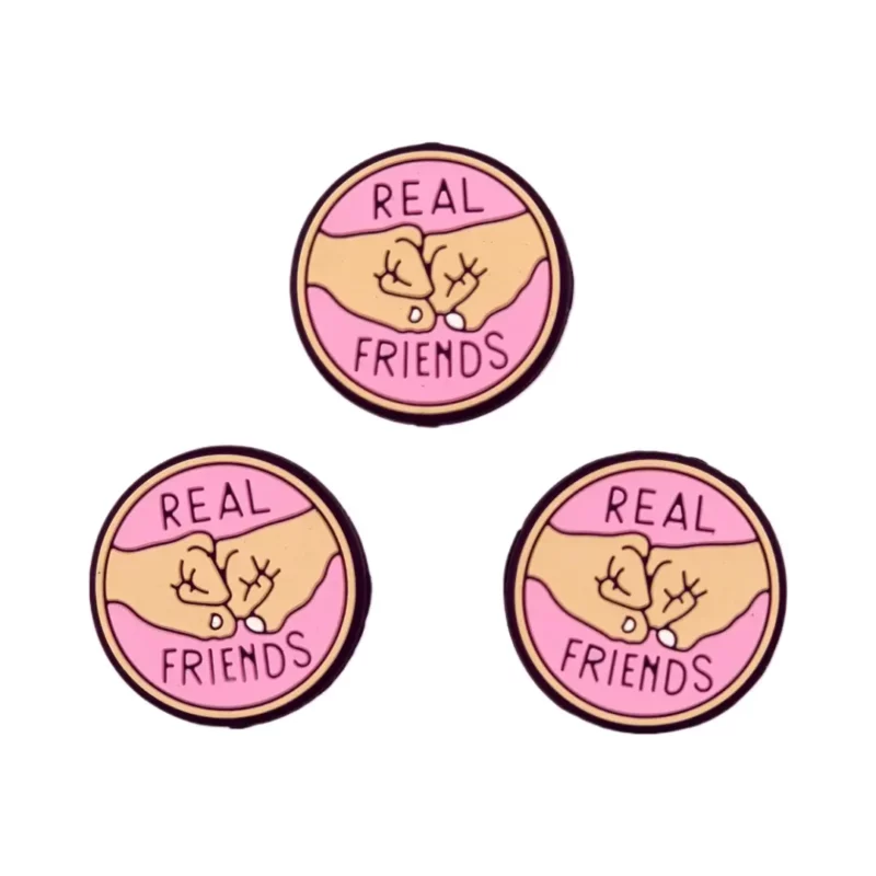 Siliconen Tekst Kraal - "Real Friends" - 25 MM