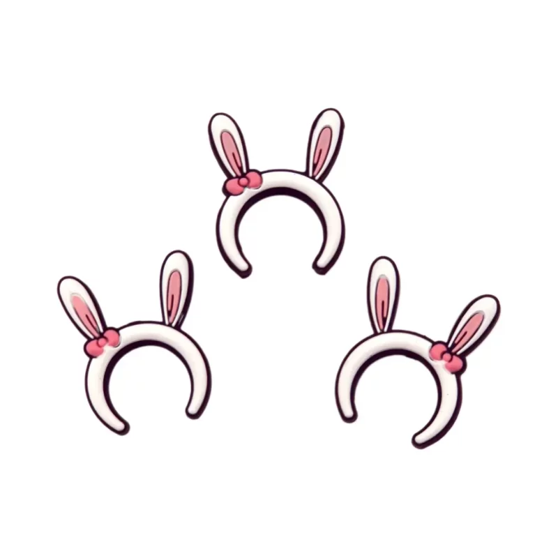 Siliconen kralen - Konijndiadeem - Wit / Poeder roze