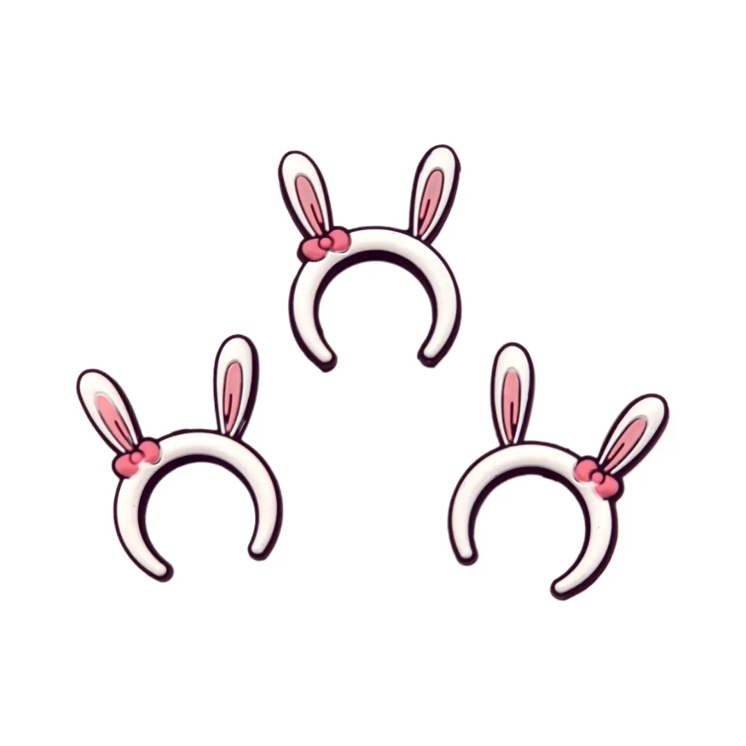 20250324_024311 Siliconen kralen - Konijndiadeem - Wit / Poeder roze - Afbeelding 1