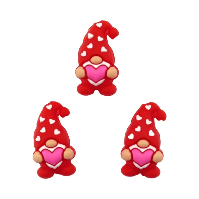 Perle en silicone - 3D - Gnome - Rouge corail