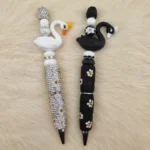 DIY Siliconen Pennen Set - Zwanen - Zwart / Zilver Bloem