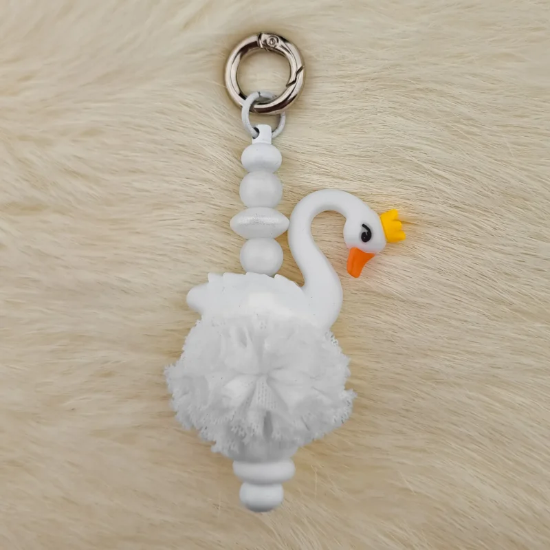 DIY Sleutel / Telefoonhanger - Zwaantje - Wit met Ruche