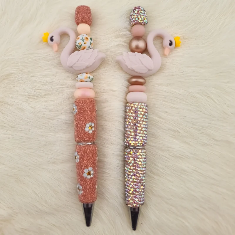 DIY Siliconen Pennen Set - Zwanen - Poeder Nude / Astilbe Bloem