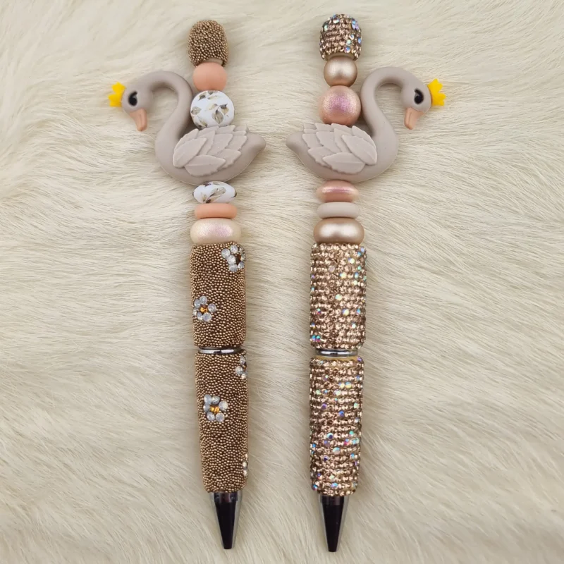 DIY Siliconen Pennen Set - Zwanen - Gold / Taupe