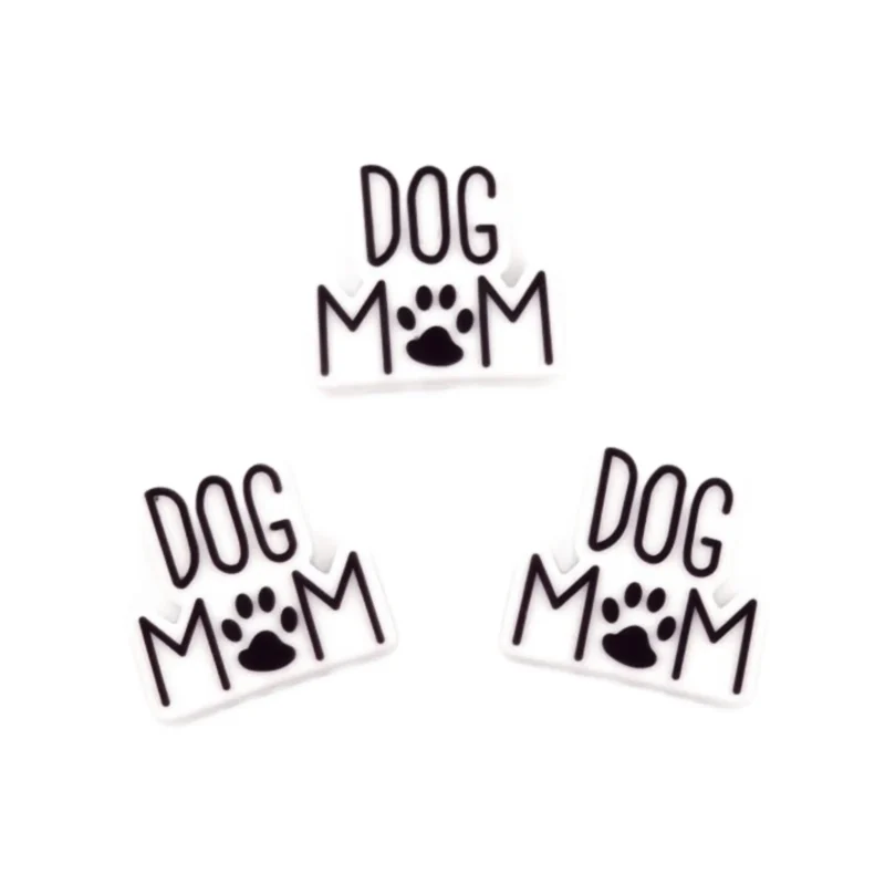 Siliconen Kraal - Dog Mom - Wit