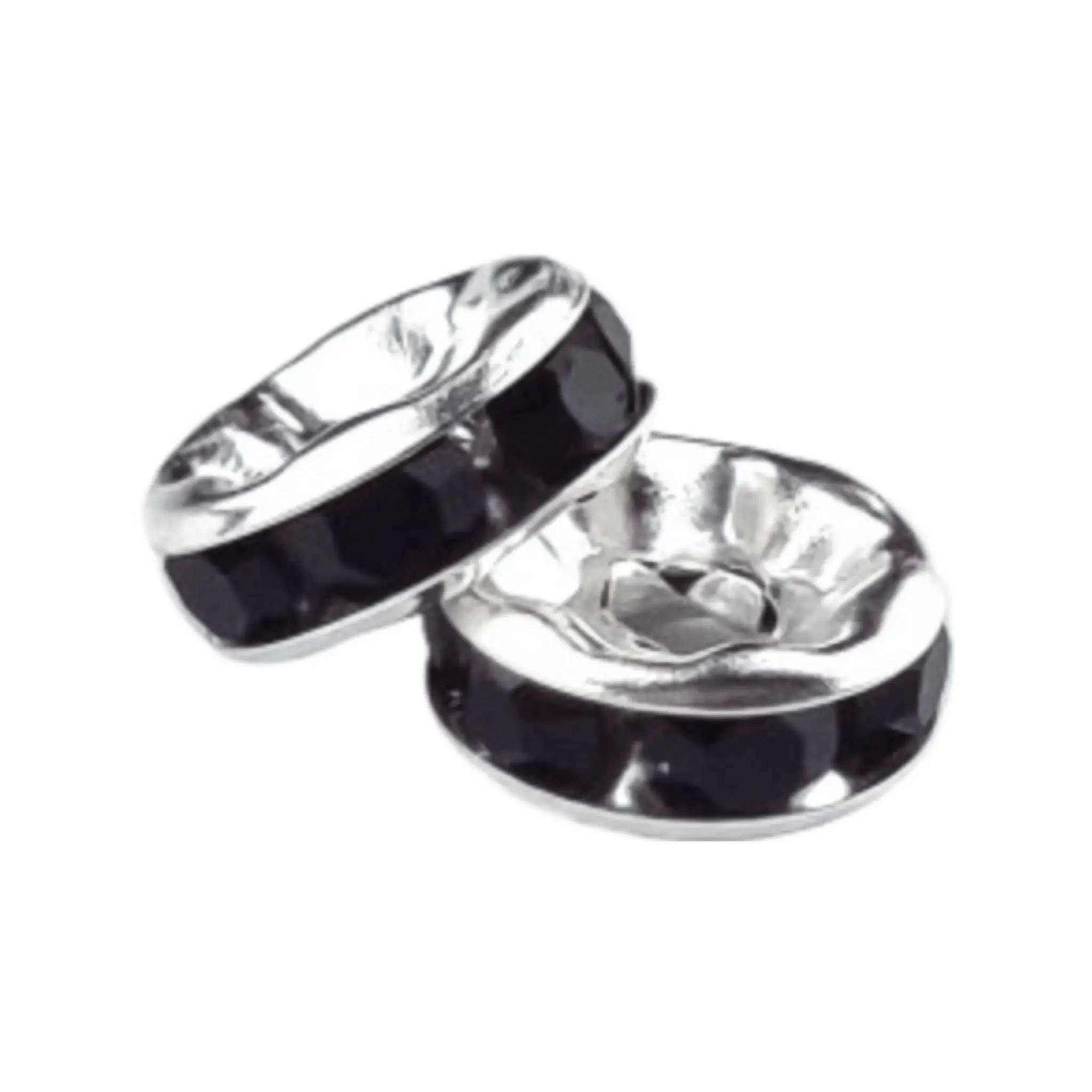 20241102_151232 Disque intermédiaire avec pierres - 7 x 2 mm - S - Argent / Noir – Image 1