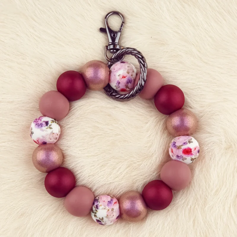 DIY Wristlet - Summer Bouquet - Dark Rose Parel Print