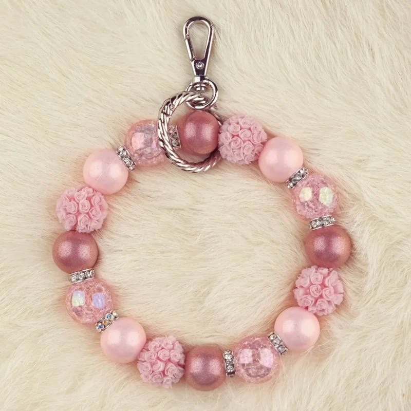 DIY Wristlet - Steenrood Parel Print - Perzik Roze Roosje